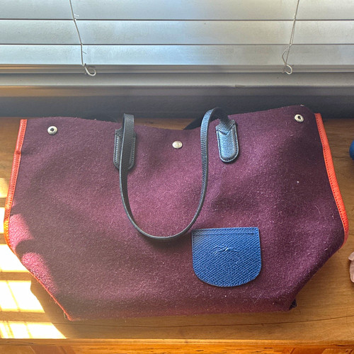Longchamps purple felt bag - longchamps,